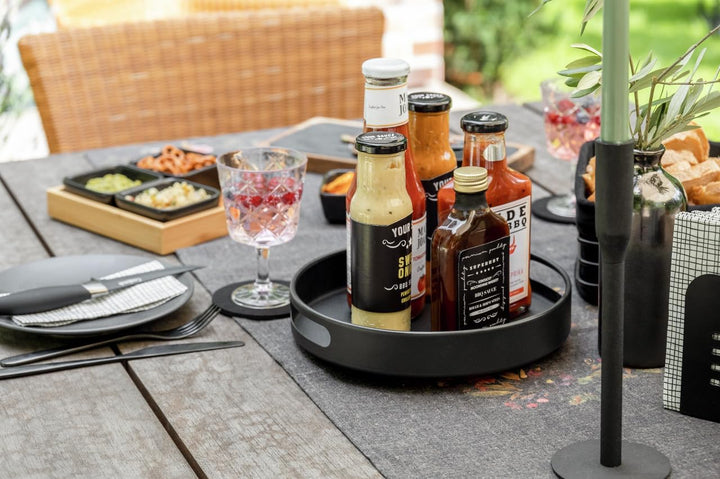 WENKO Drehbares Tablett Mod. Susie, 360° drehbar und umrandet, mit praktischen Haltegriffen zum sich