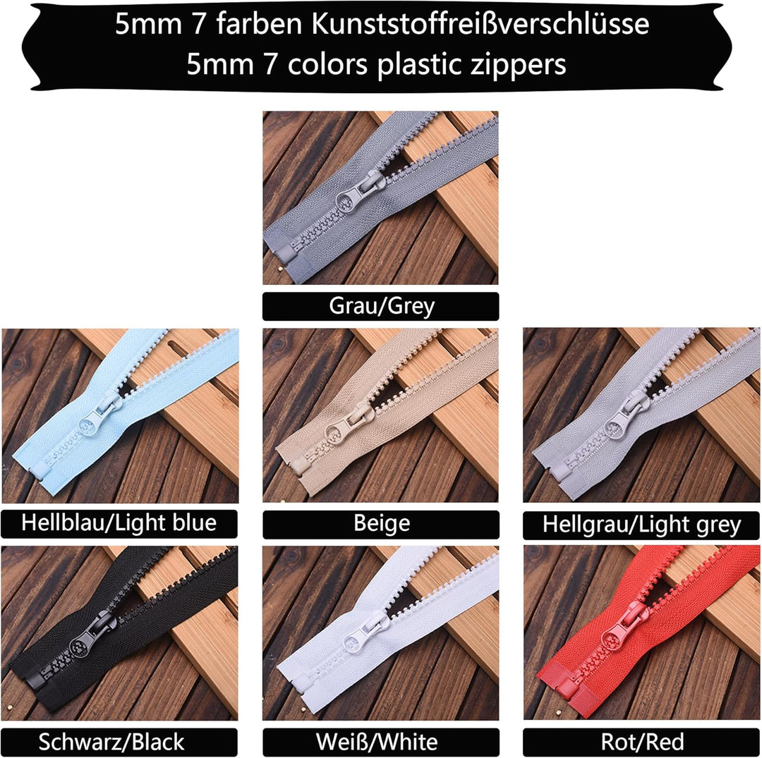 ftiemlovde 7 Farben 5mm ReissVerschluss Teilbar Verschiedene LäNgen,#5 Bunt Reissverschluss 20cm 35c