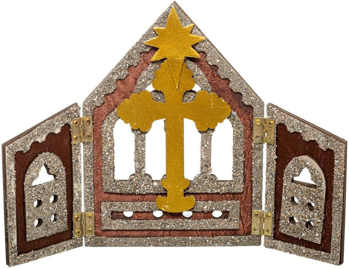 FEERIC CHRISTMAS Weihnachtskrippe mit 11 Krippenfiguren aus Harz H 25 cm cm Kinderbett und 11 Santon