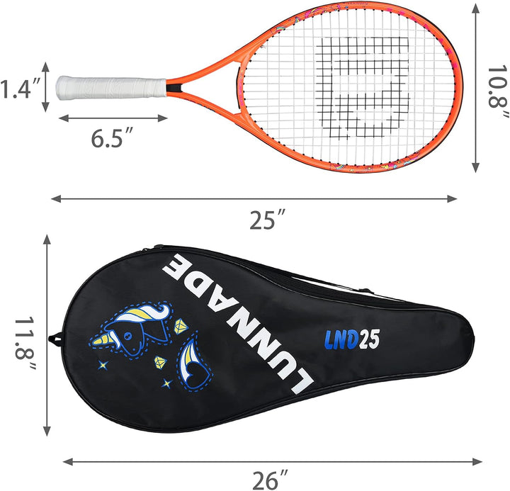 LUNNADE Tennisschläger für Kinder Junior, 19/21/23/25 Zoll Jugend Tennisschläger mit Hülle, geeignet