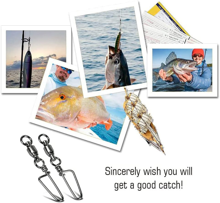 9Tong Kugellager Wirbel mit Coastlock Snap, Edelstahl geschweisster Ring für Angeln Salzwasser Stand