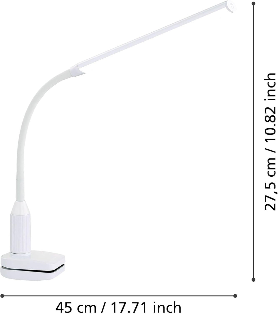EGLO LED Klemmlampe Laroa, Klemmleuchte mit Touch, dimmbar in Stufen, neutralweiss, Schreibtischlamp