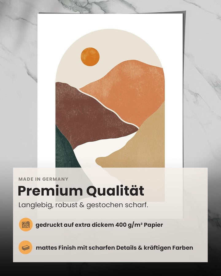 MUUDLY® Premium Poster Set, Moderne Wandbilder für Wohnzimmer und Schlafzimmer, 2 x A3 &amp; 4 x A4, Bil