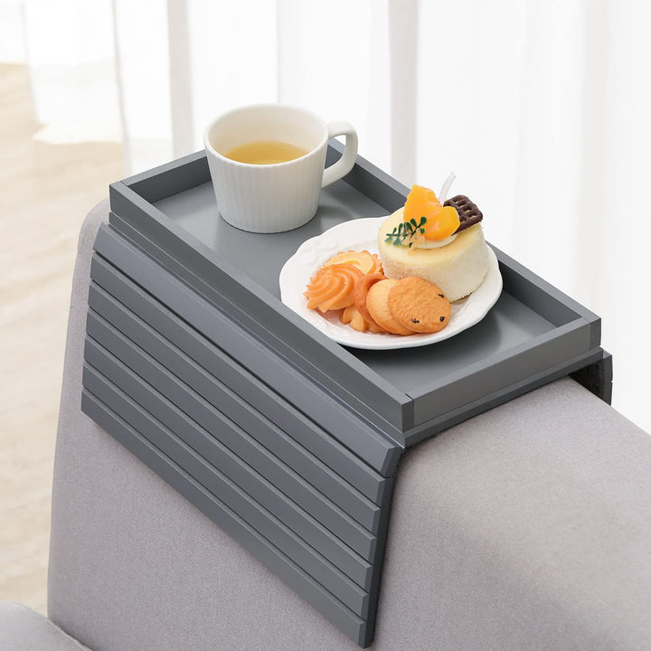 GEHE Natural Bamboo Sofa Arm Tray, Sofa Tray Table for Couch, Sofa Armrest Tray Table Anti-Slip Sofa