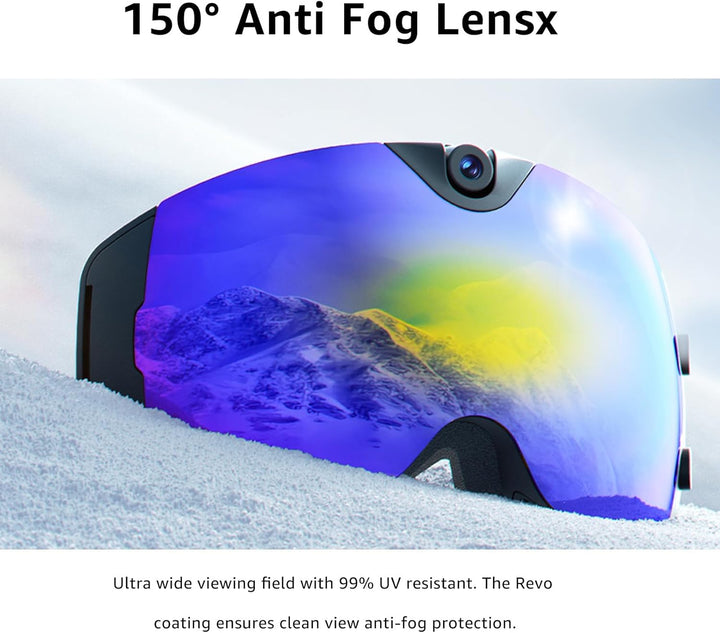 OhO Camera Ski Goggles, 4K Camera Snowboard Goggles with Adjusted View of Camera Recroding Wifi-Mult