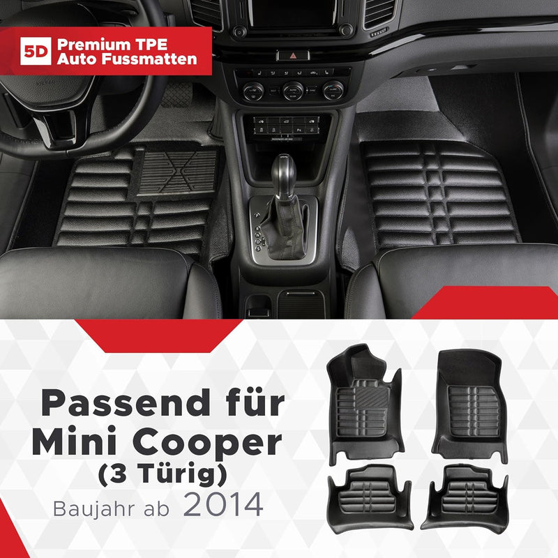 fussmattenprofi.com Auto Fussmatten Kompatibel mit Mini Cooper 3 Türig Baujahr ab 2014 I 100% Passge