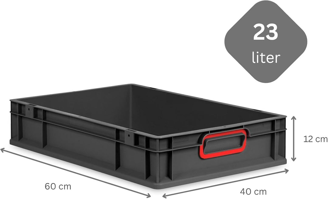PROREGAL SparSet 5x Eurobox NextGen Color | HxBxT 12x40x60cm | 23 Liter | Griffe rot geschlossen | S