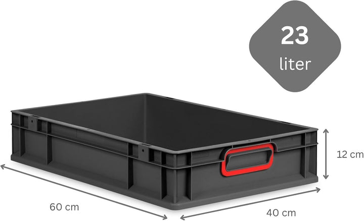 PROREGAL SparSet 5x Eurobox NextGen Color | HxBxT 12x40x60cm | 23 Liter | Griffe rot geschlossen | S