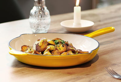 ECHTWERK Bratpfanne aus Gusseisen mit Emaille-Beschichtung, Gusseisenpfanne, Ofenpfanne mit zwei Gri