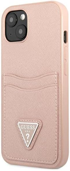 Guess GUHCP13MPSATPP Hülle für iPhone 13 6,1" rosa hardcase SaffianoTriangle Logo Cardslot