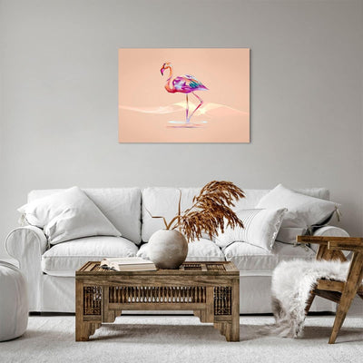 ARTTOR Bilder auf Leinwand Flamingo Vogel Wasser Leinwandbild 70x50cm Wandbilder Dekoration Wohnzimm