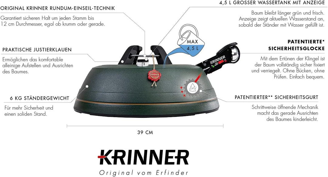 Krinner Ultra Grip XL Christbaumständer Weihnachtsbaumständer inkl. Einseiltechnik Fusspedal mit Sic