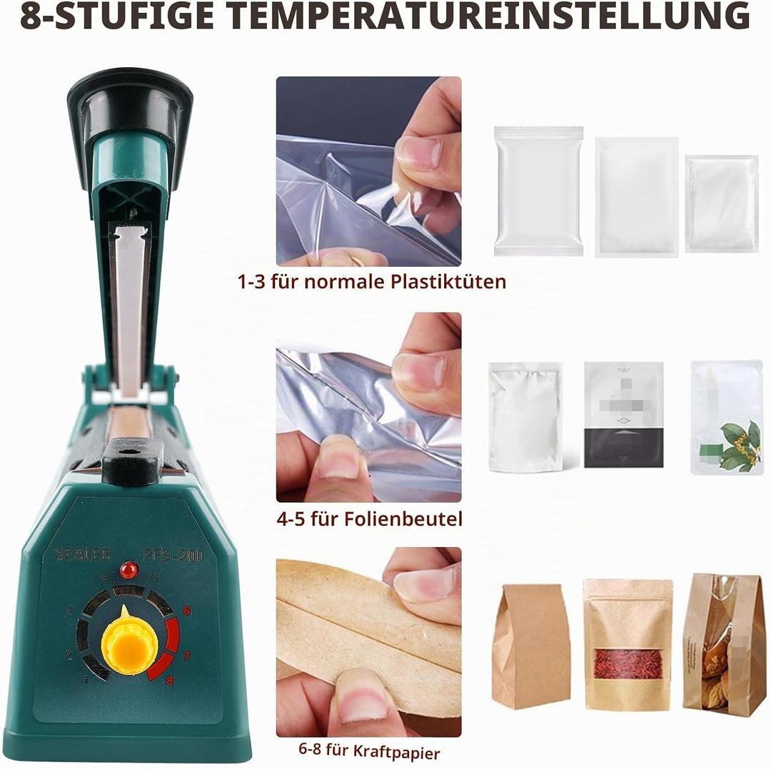 Heisssiegelgerät 200mm Folienschweissgerät 3mm, Mini Bag Sealer, Balkenschweissgerät, Manuelle Heiss