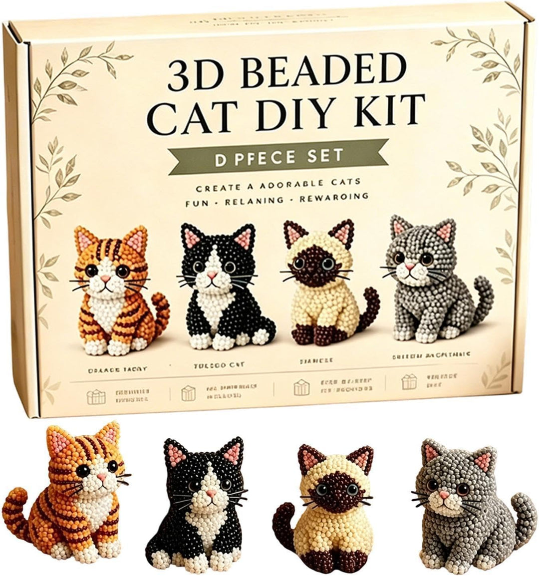 3D-Katzenperlen-Set, DIY-Tier-Perlen-Bündel, lustiges handgefertigtes Bastelprojekt mit einfachem Ba