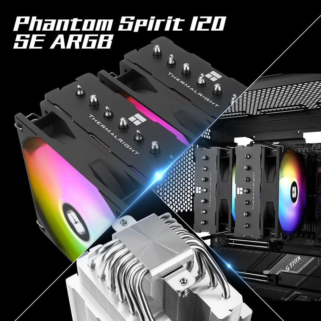 Thermalright PS120SE ARGB CPU-Luftkühler, 7 Heatpipes CPU-Kühler, Dual 120mm TL-C12B-S V2 PWM-Lüfter