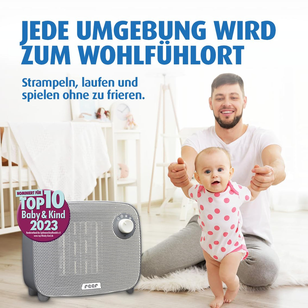 Reer FeelWell Air Heizlüfter für Babys 3in1 - Zuverlässig, Wärmend, Sicher - 2 Wärmestufen und Kühlf