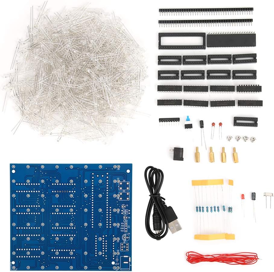 3D LED Würfel Licht Elektronik Bausatz, 8 x 8 x 8 Würfel LED Licht Würfel DIY Lötprojekt Bausatz, Ha