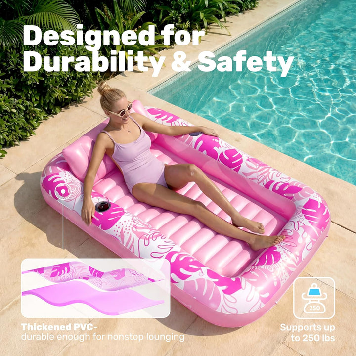 SLOOSH Aufblasbare Tanning Pool, 70" x 46"/ 85" x 57" Grosse aufblasbarer Luftmatratze für Erwachsen