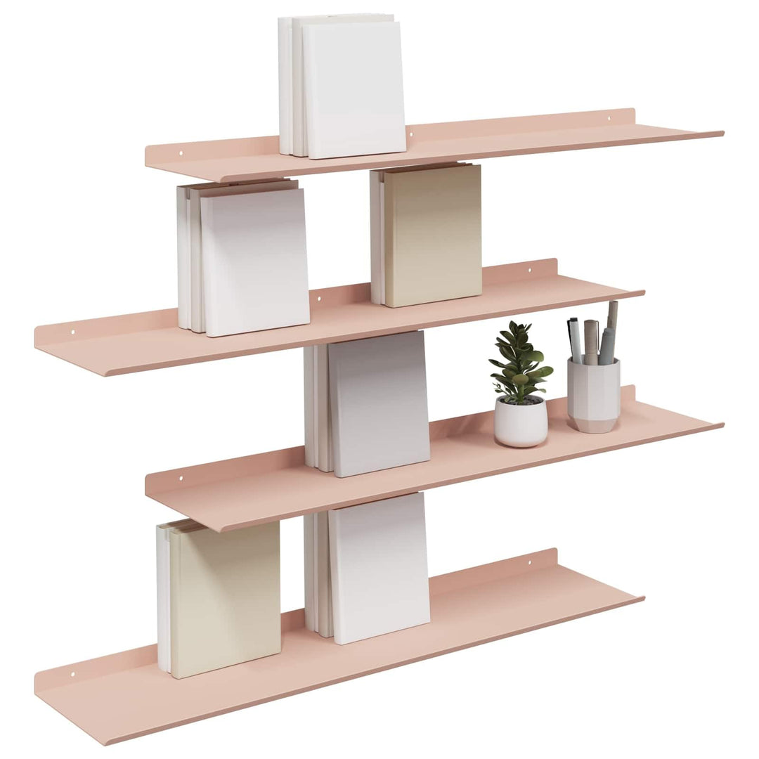 vidaXL Schwebendes Regal 4 pcs Rosa 80 x 18 x 2,5 cm Stahl, Wohnzimmeraufbewahrung, Stilvolle Wandre