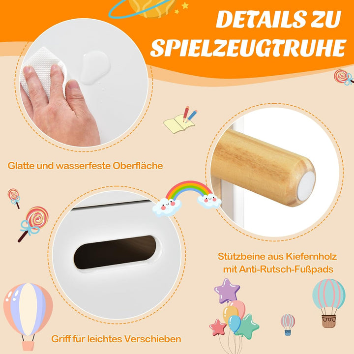 COSTWAY Spielzeugkiste Holz mit Regal, Spielzeugtruhe mit Deckel, Aufbewahrungstruhe Spielzeugbox fü