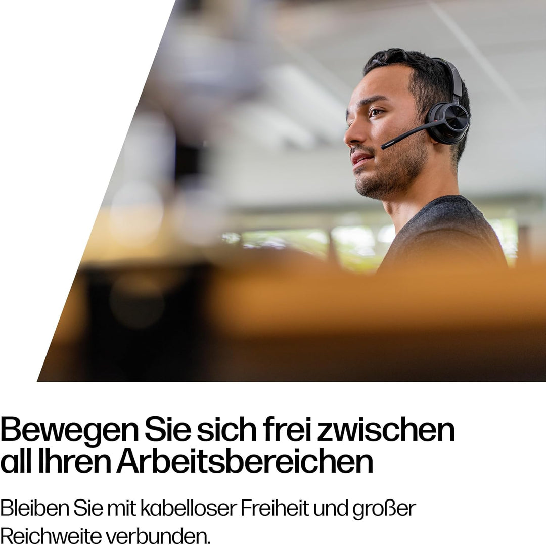Schnurloses Poly Voyager 4320 UC-Headset und Ladestation – Stereo-Kopfhörer mit Noise Cancelling-Mik