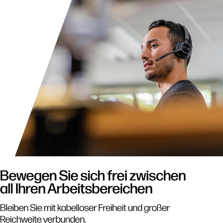 Schnurloses Poly Voyager 4320 UC-Headset und Ladestation – Stereo-Kopfhörer mit Noise Cancelling-Mik