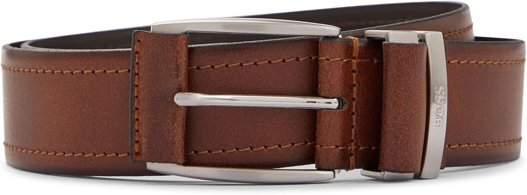 BOSS Herren Sody-NSP Sz40 Gürtel aus italienischem Leder mit glattem Finish und Logo auf der Schlauf