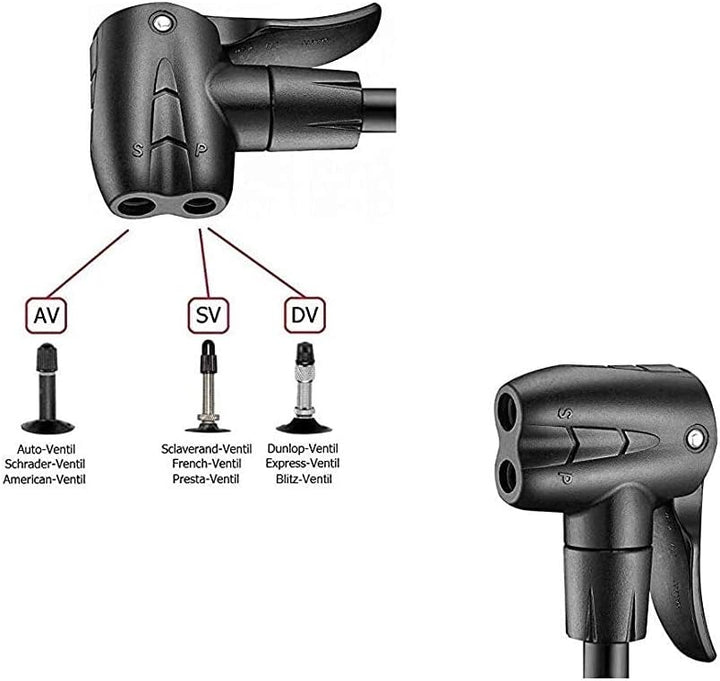 P4B | Luftpumpen mit oder ohne Manometer | Fahrradpumpe geeignet für alle Schlauchventile, Weiss = M