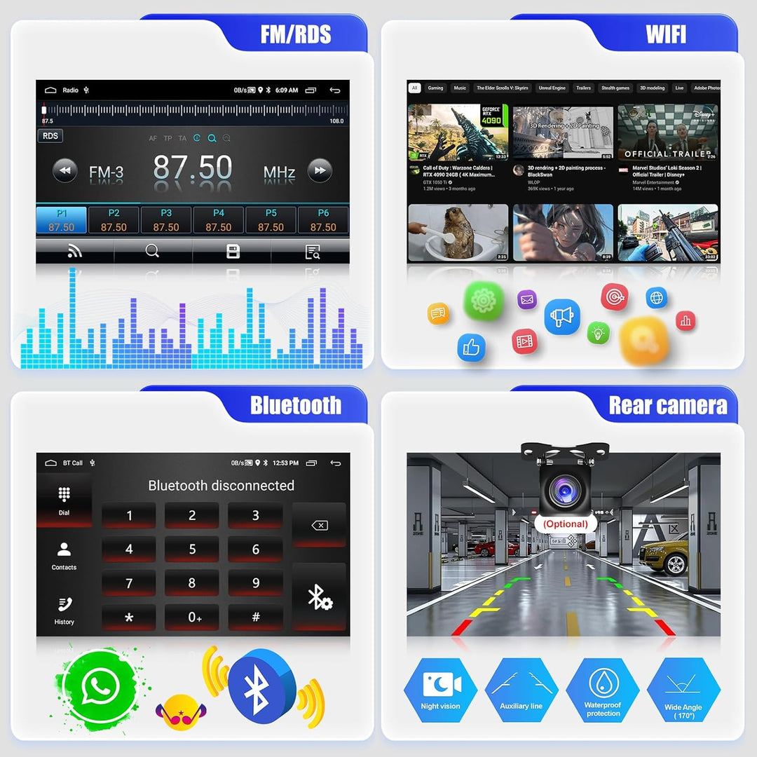 CAMECHO 2+64G 7 Zoll Android 13 Radio für VW Golf 4 Polo Sharan Jetta MK4 mit Wireless Carplay Andro