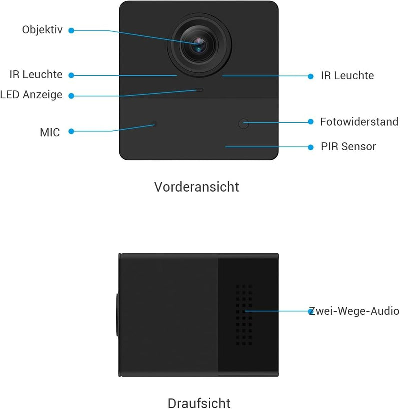 EZVIZ Akku Überwachungskamera, 1080p kabellose WLAN IP Kamera mit PIR Bewegungserkennung und IR Nach