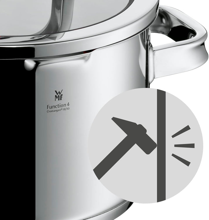 WMF Function 4 Advanced Kochtopf gross 24cm, Glasdeckel, Fleischtopf Induktion 5,7l, Cromargan Edels