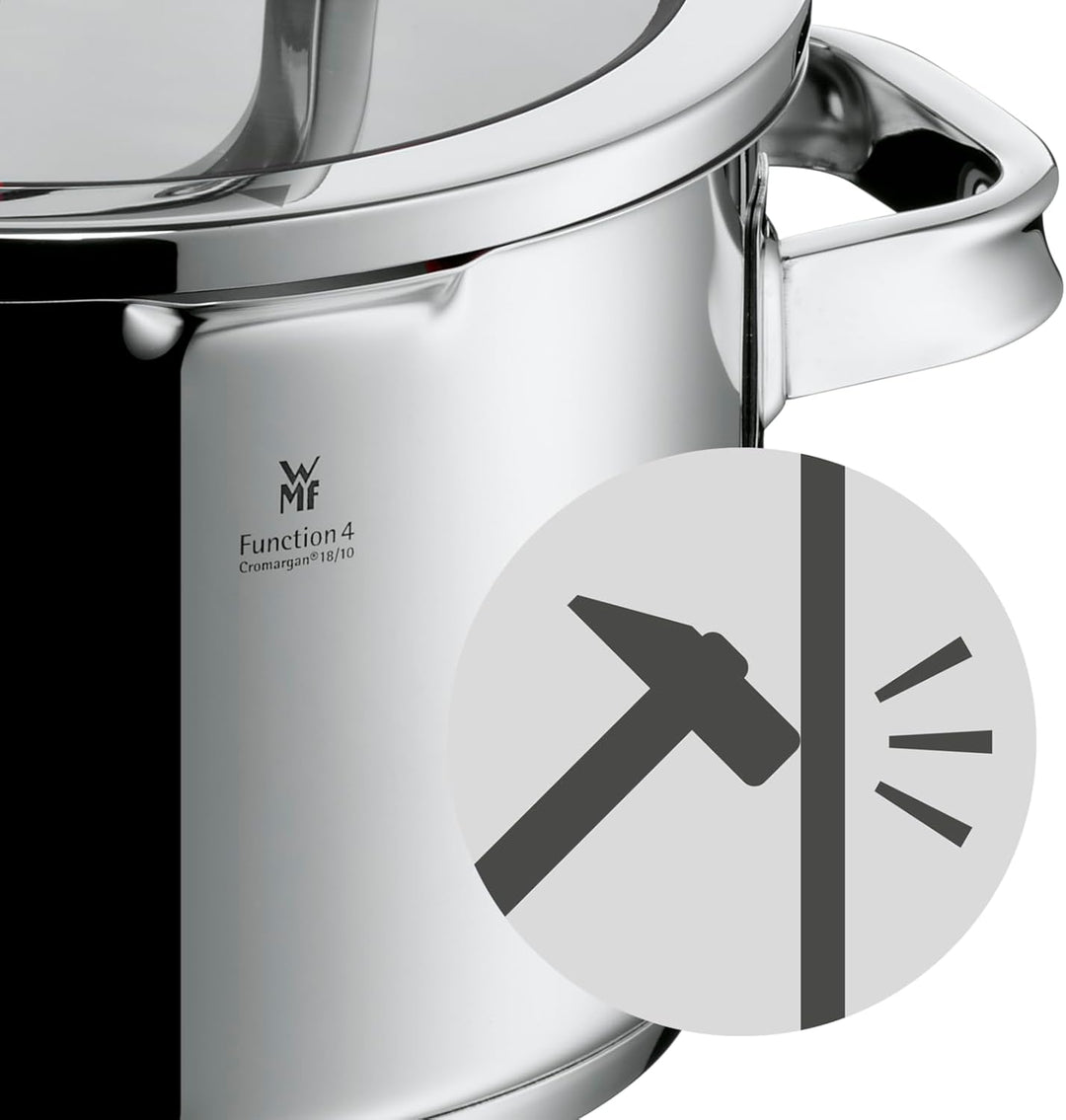 WMF Function 4 Advanced Kochtopf gross 20cm, Glasdeckel, Fleischtopf Induktion 3,4l, Cromargan Edels