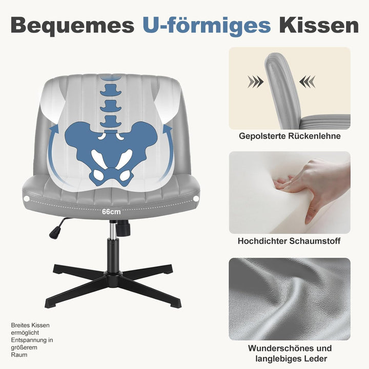 DUMOS Bürostuhl Ohne Armlehne, Teddysamt und Bequemes Netzgewebe Criss Cross Chair, mit Verbreiterte