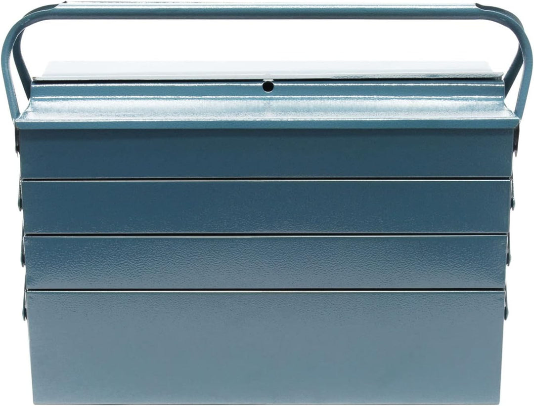 Wiltec Werkzeugkiste 420x200x250mm aus Stahl mit 7 Fächern, beständiger Werkzeugkasten mit Handgriff