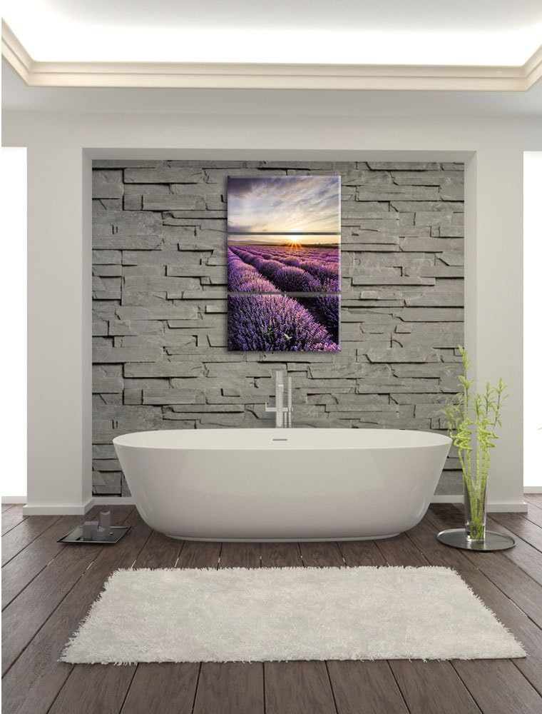 Pixxprint Traumhafte Lavendel Provence als Leinwandbild/Grösse: 3 Teilig (120x80) cm/Wandbild/Kunstd
