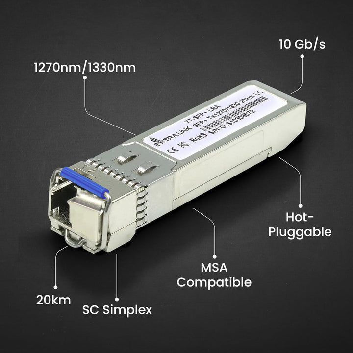 Extralink WDM SFP Modul Singlemode 10G LC 1270/1330nm bis 20km – Kompatibel mit Ubiquiti UniFi Netge