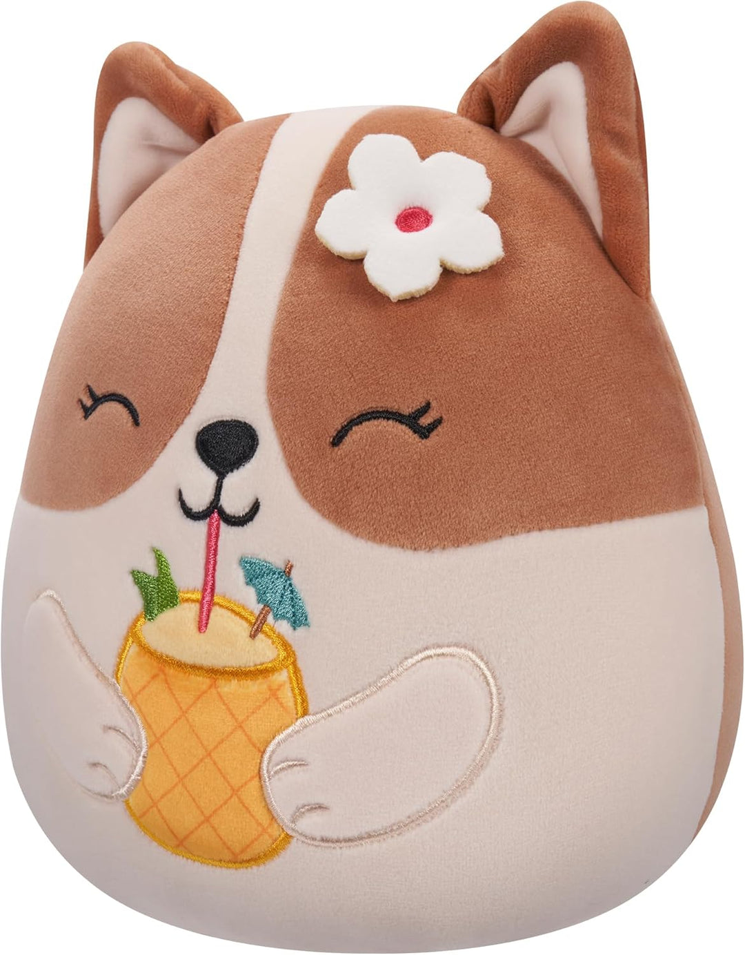 Squishmallows SQCR05393 - Regina der Corgi mit Ananasgetränk 19 cm, offizielles Jazwares Plüsch, sup