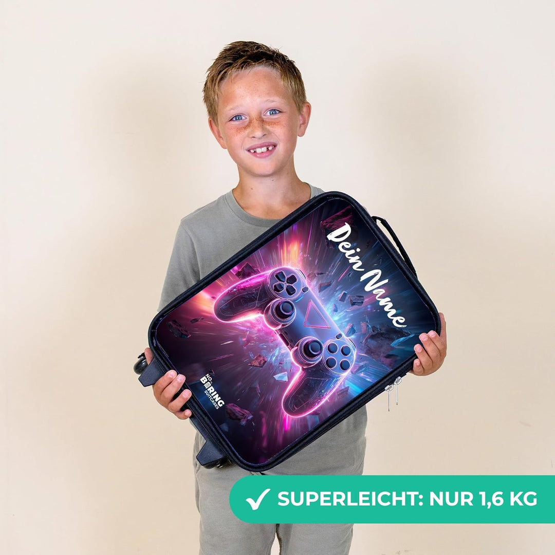NoBoringSuitcases.com® Kinderkoffer Klein Personalisiert mit Name 48x31x19 cm Reisekoffer Kleiner Ki