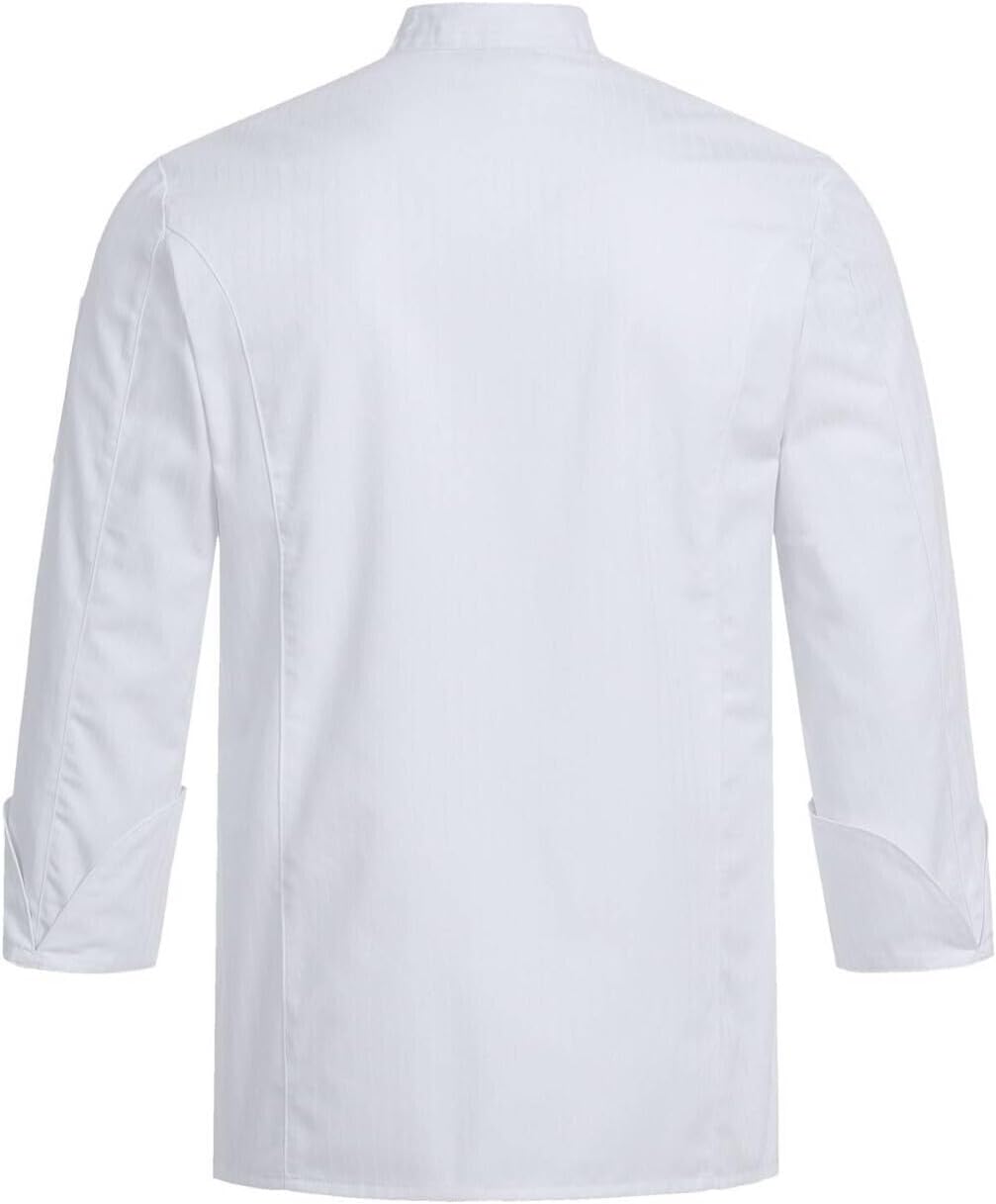 Greiff Grösse L gastro moda Herren Cuisine Premium Kochjacke Regular Fit Weiss mit Satinstreifen Mod