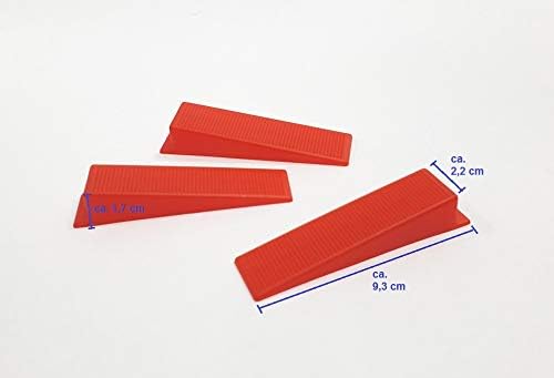 Fliesen Nivelliersystem Rot Fliesenstärke 12-21 mm Profi-Set 1,5 mm 500 Laschen 200 Keile + Zange -V