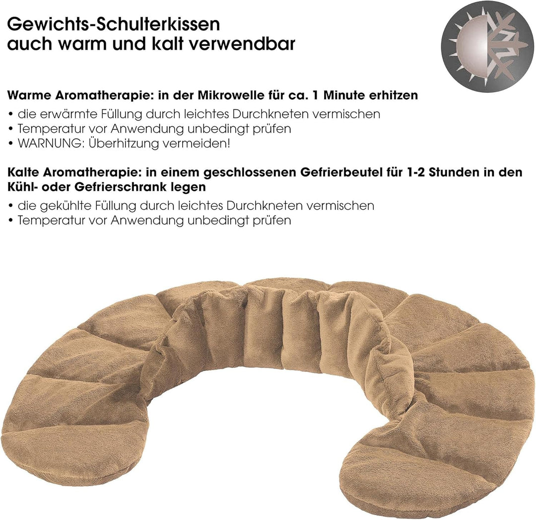 aqua-textil Schulter Nackenkissen beige Tonperlen Lavendel Wärmekissen Kälte Aroma Therapie Gewichts