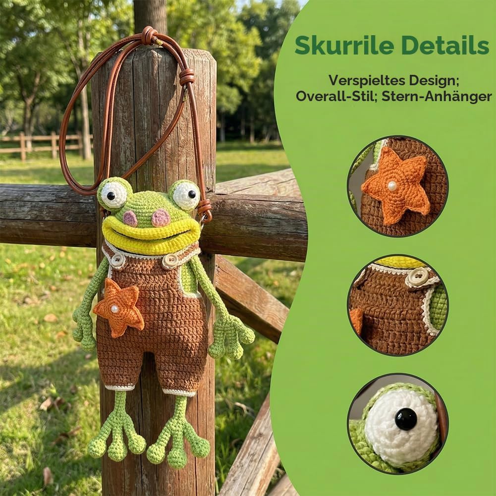 OPVXZAD DIY Häkeln Frosch Handytasche Set Handgemachter Frosch Umhängetasche mit Garn Füllwatte Zube