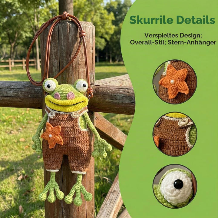 OPVXZAD DIY Häkeln Frosch Handytasche Set Handgemachter Frosch Umhängetasche mit Garn Füllwatte Zube