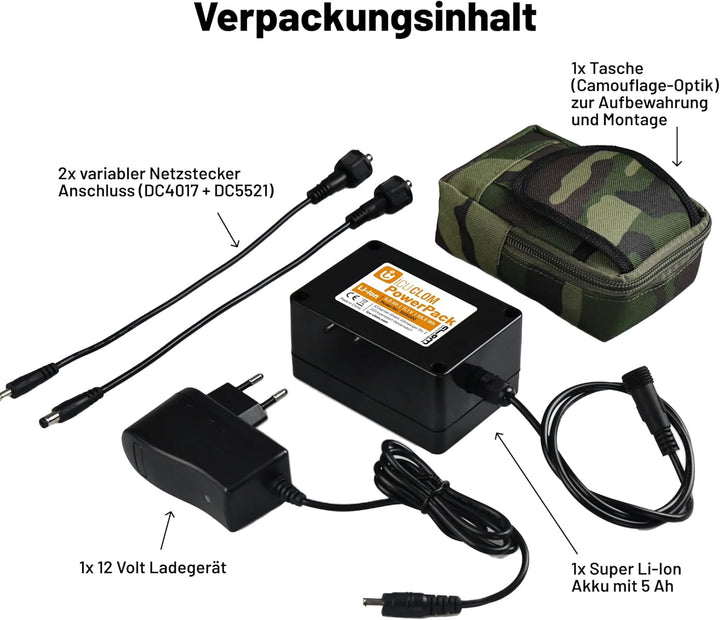 Externer Super Li-Ion Akku 5000 mAh - 3 Monate Laufzeit - kompatibel mit vielen Wild- und Jagdkamera
