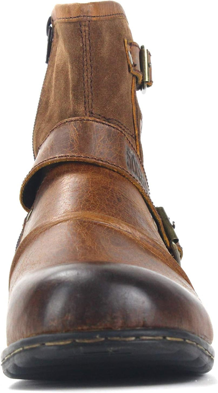 COWSDELLA Herren Stiefel aus Leder Rindsleder mit Gummisohle Biker Motorrad Boots mit Reissverschlus