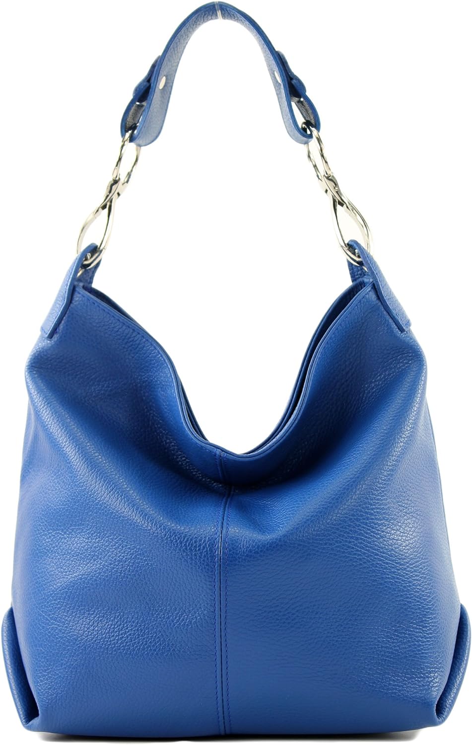 modamoda de - T168 - ital Schultertasche Umhängetasche aus Leder Blau
