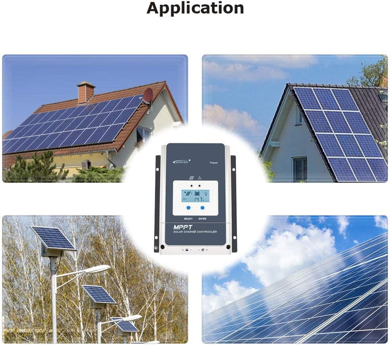 EPEVER 50A MPPT Solarladeregler 12V/24V/36V/48V mit LCD-Display, Leerlaufspannung bis 150V für Seale