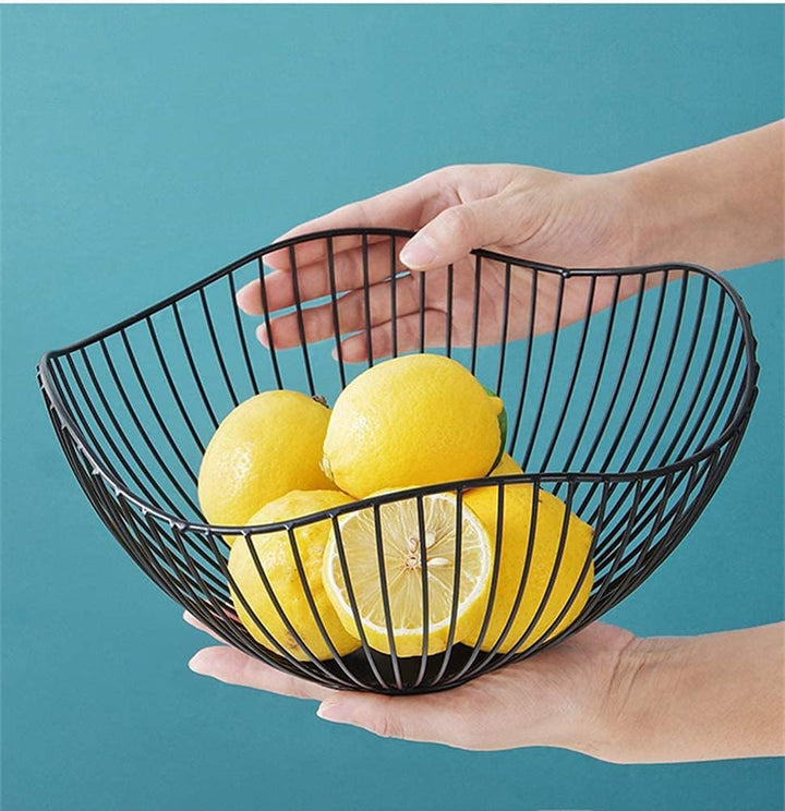 Obstkorb Metall, Schwarze Obstschale aus Metalldraht, Obstaufbewahrungskorb Vintage, Multifunktional