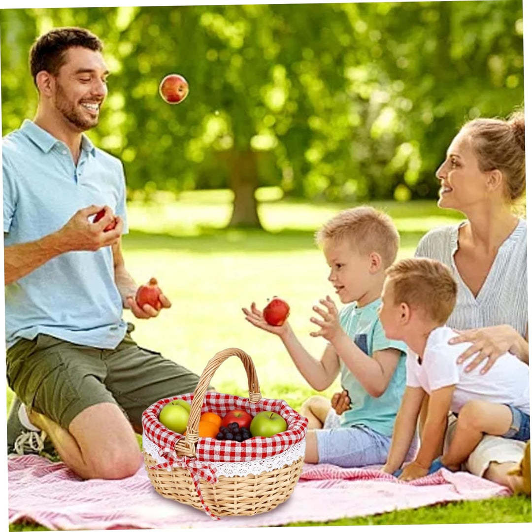 Weidenkorb mit Griff, 10 x 8 x 5 handgefertigte geflochtene Picknickkörbe, robuster Picknickkorb mit