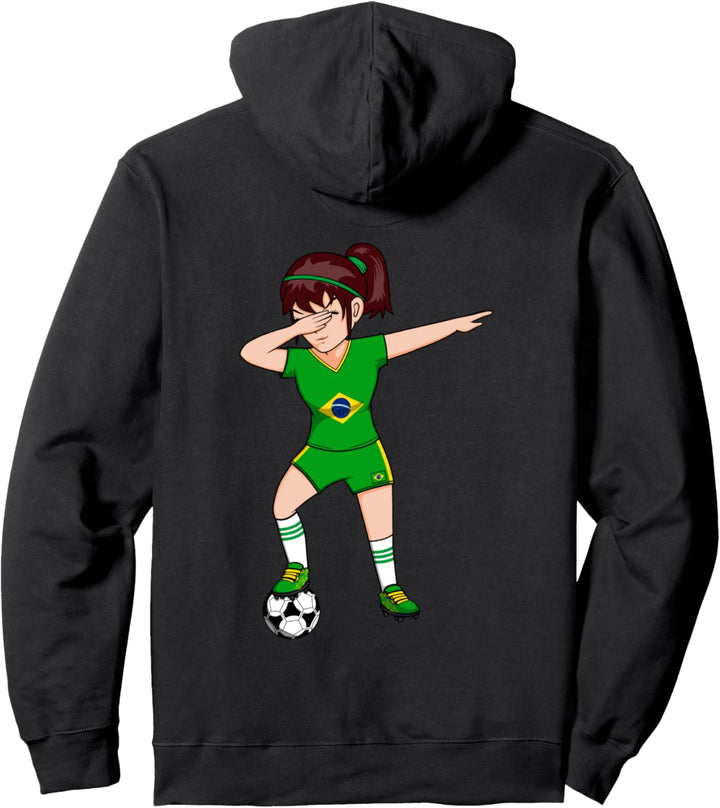 Lustiger Dabbing Mädchen Brasilien Fussball Mannschaft Fans Pullover Hoodie